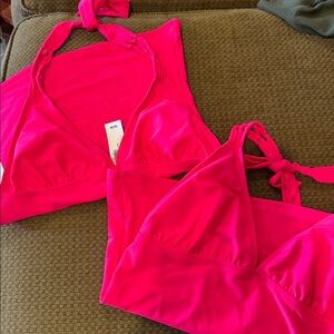 Old Navy Bright Pink Halter Swim Tops
